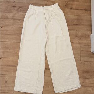 A new day Cream crape style Wide-Leg light weight Pants